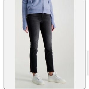 Mother High Waisted Looker Ankle Fray in Night Hawk Washed Black size 25